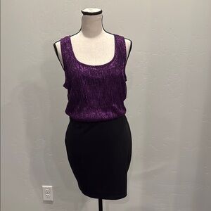 Xxi Women’s Purple Metallic Body-con Mini Dress, Size Large (Runs Small), NWT